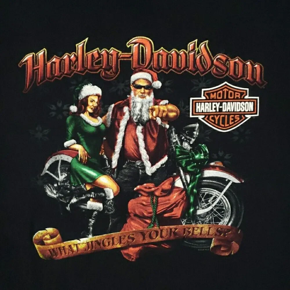 Harley Davidson T Shirt What Jingles Your Bells Santa Roeder Racing OH Men Sz M